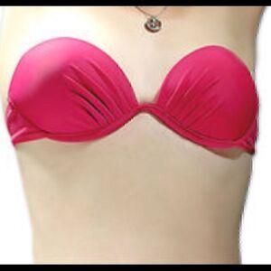 NWT  Pink Underwired Tie Back Strapless Bikini Top